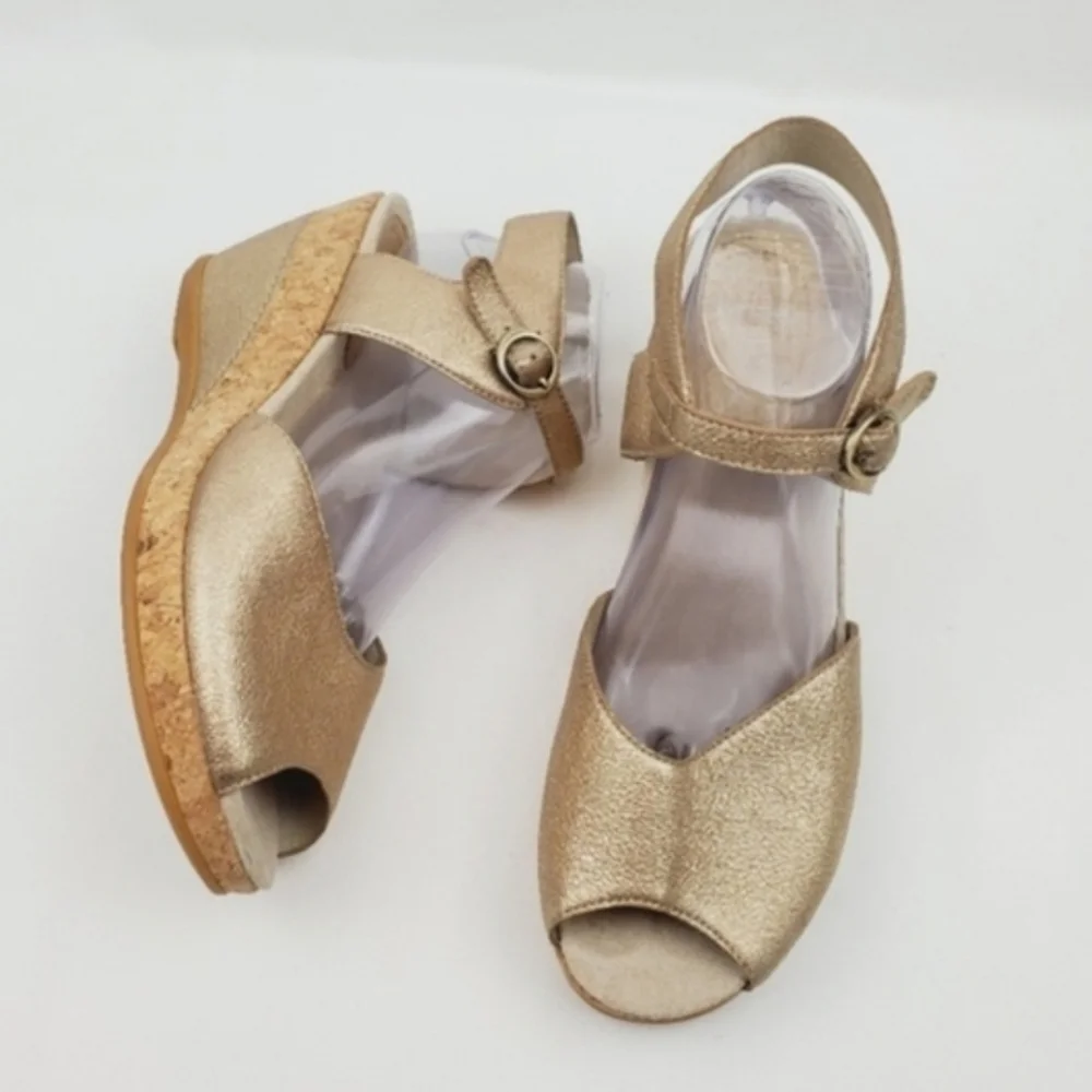 Dansko Charlotte Cork Grain Leather Wedge Sandals